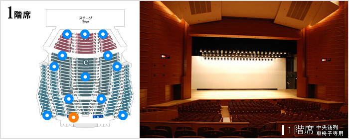 1階席 中央後列 車椅子専用